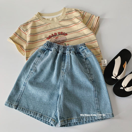 Children's Denim Shorts Summer Solid Color Loose Little Children's Pants