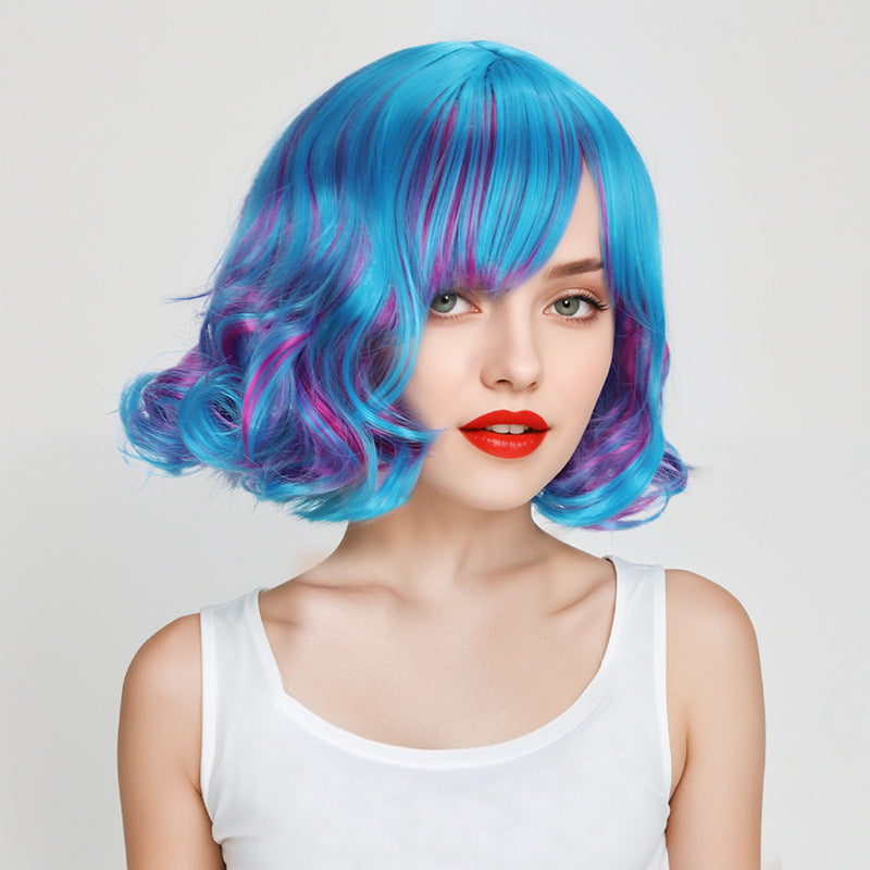 Style Super Cute Lolita Fashion Colorful Curly Wig Short Straight Hair