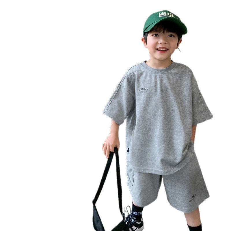 Children's Summer Teens Short Sleeve Shorts Casual Two-piece Clothes Sports Children's Suit