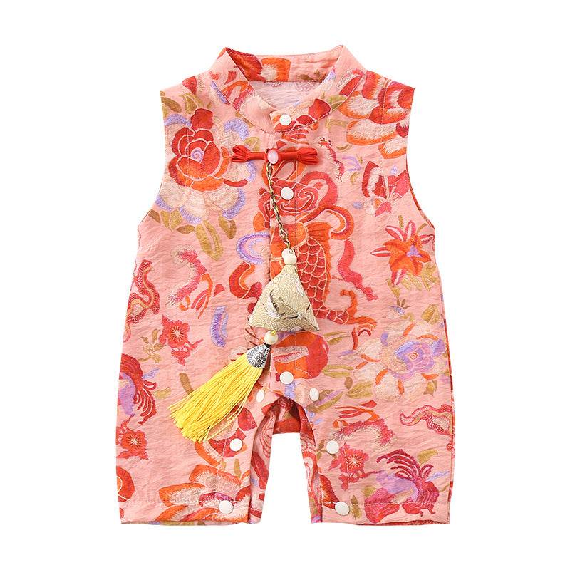 Summer Clothes Brother Sister Sleeveless Cheongsam Jumpsuit, Climbing Suit