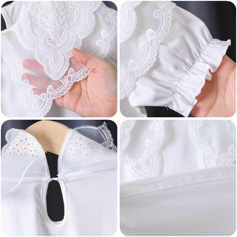 Children's Shirt Cotton Thin Short-sleeved White Doll Children's T-shirt