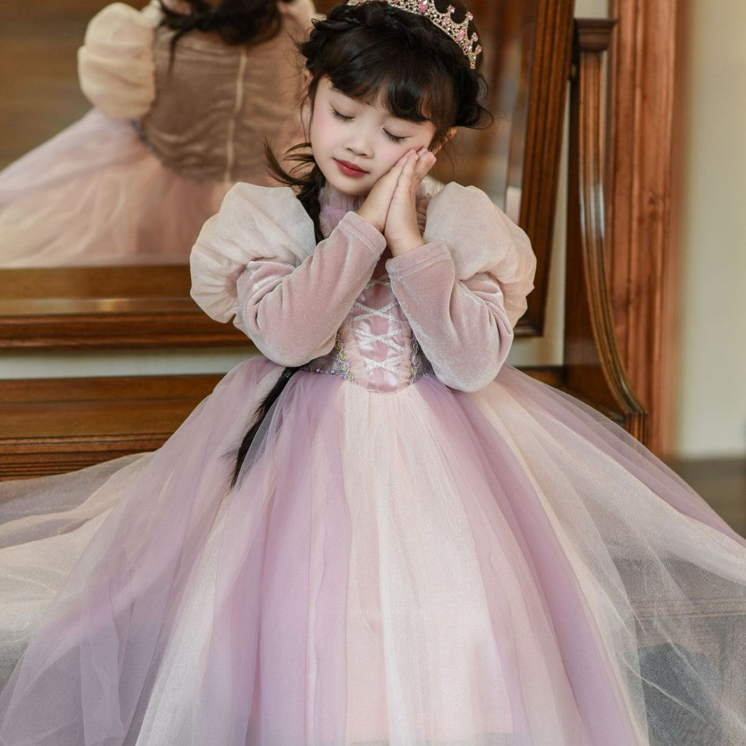 Children's Birthday Bubble Princess Autumn Luminous Gauze Children's Dress