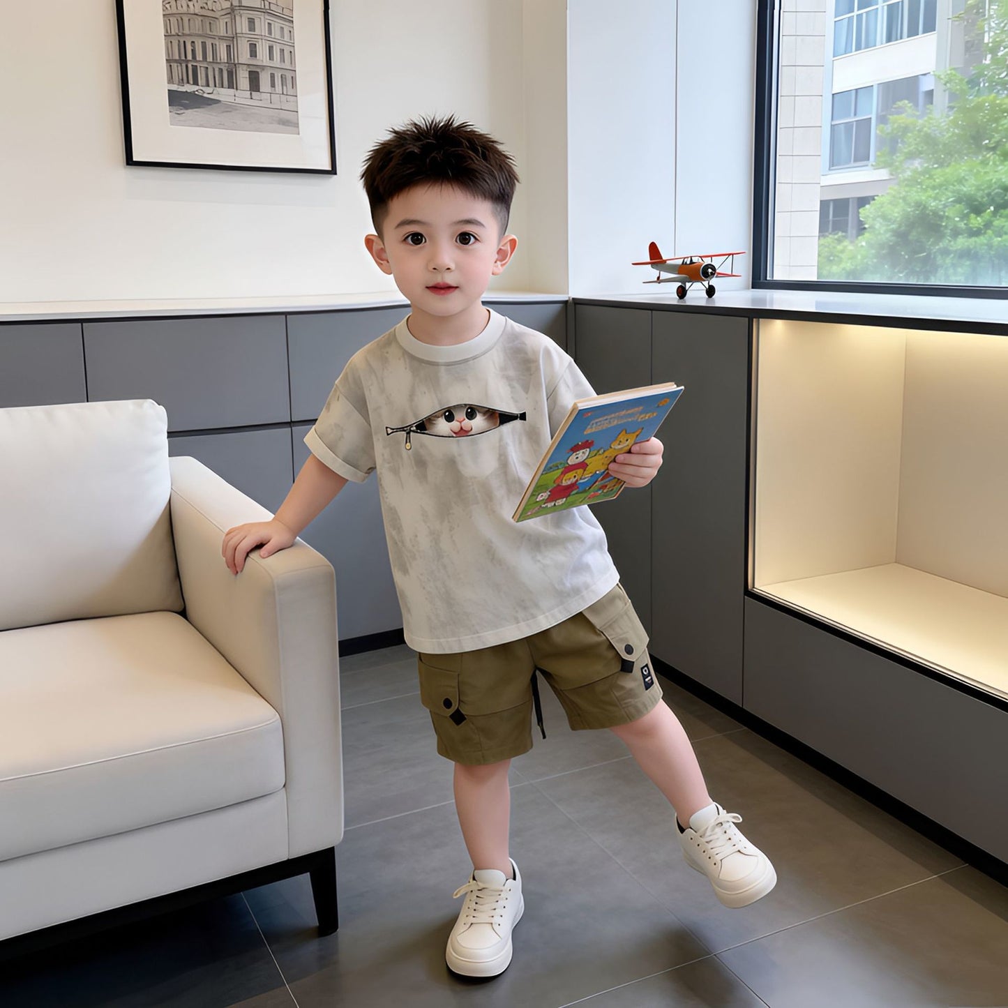 Children's Summer Handsome Fashionable Boy Short-sleeved Clothes Korean Style Small Children's Suit
