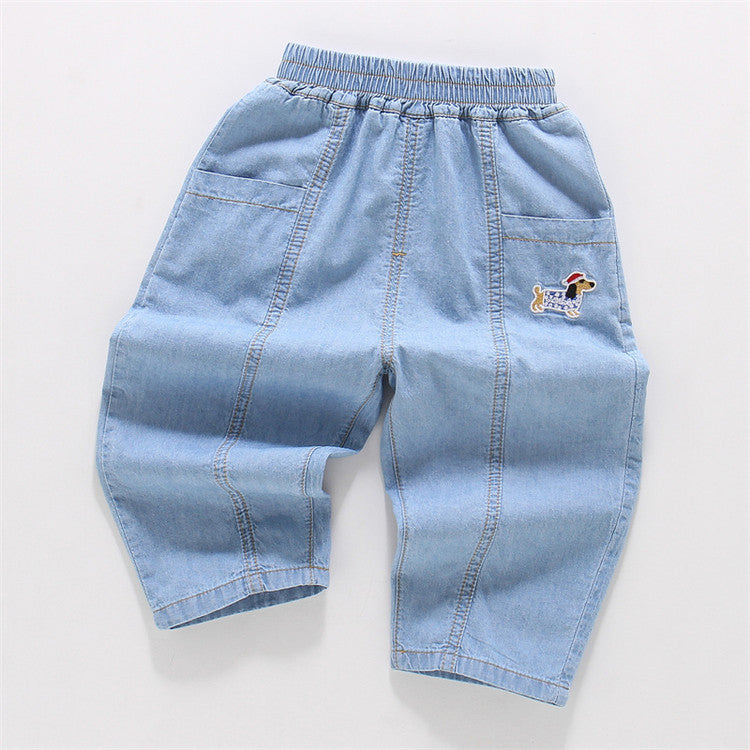 Children's Cotton Jeans Thin Toddler Cartoon Loose Children's Pants