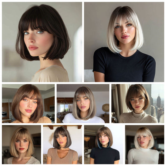 Innovative Women's Fiber Fashion Inner Buckle Wig Short Straight Hair