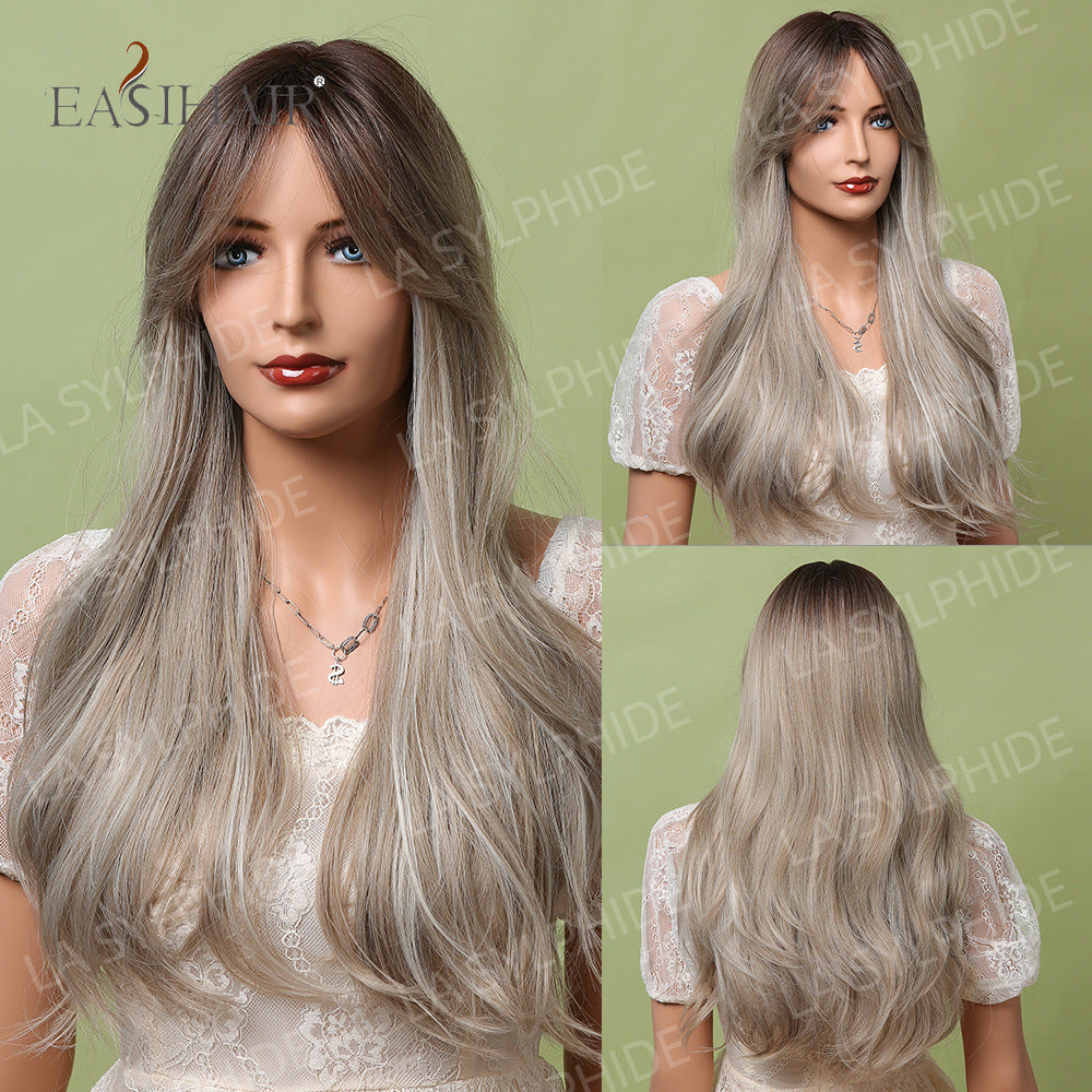 Color Hair Air Bangs Female Mechanism Whole Head Long Straight Wig
