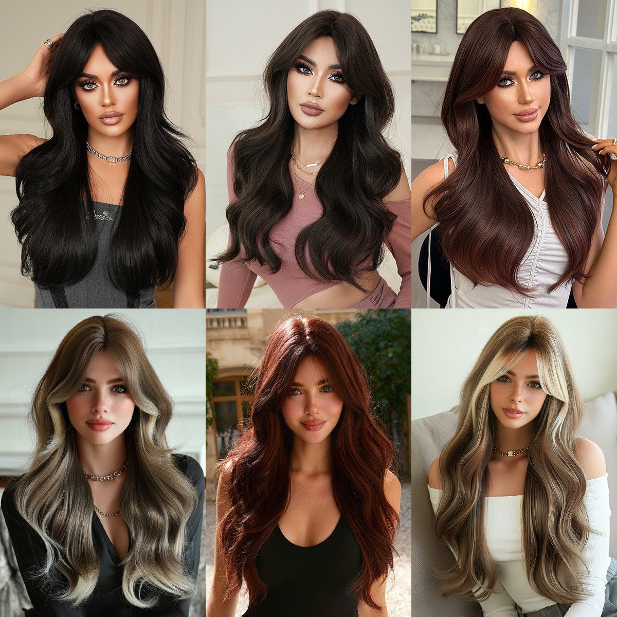 Quality Female Mid-point Wave Black Curly Hair Wig Long Curls