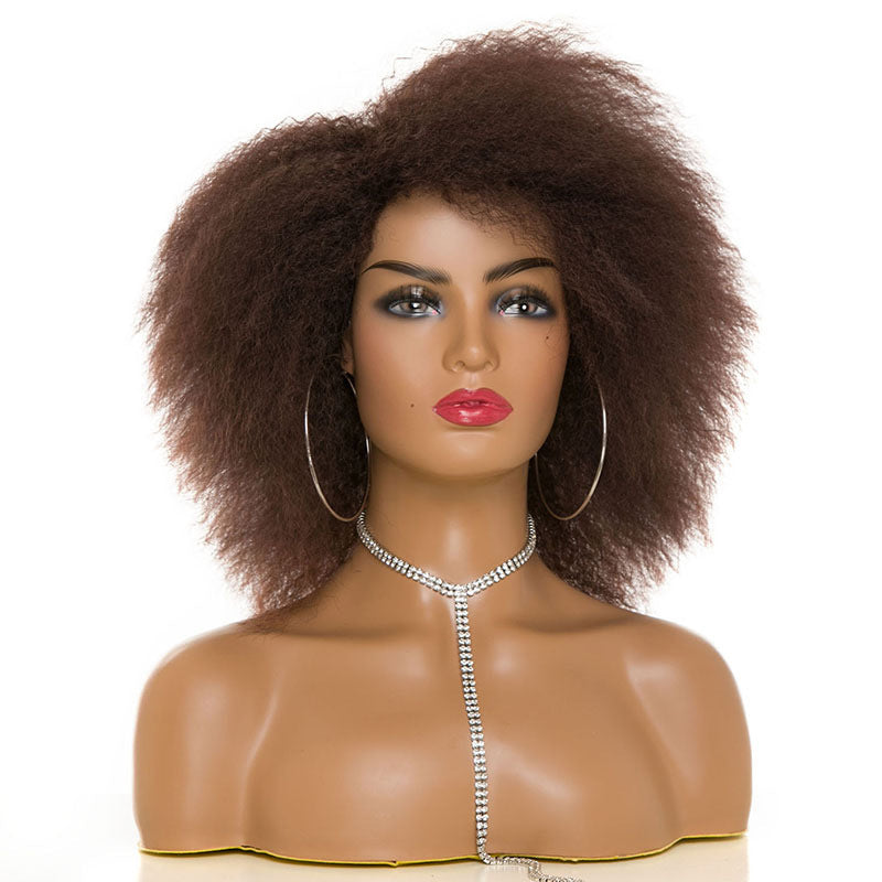 Women's & Men's Afro Fluffy Short Curly Black Dark Brown Cos Wig