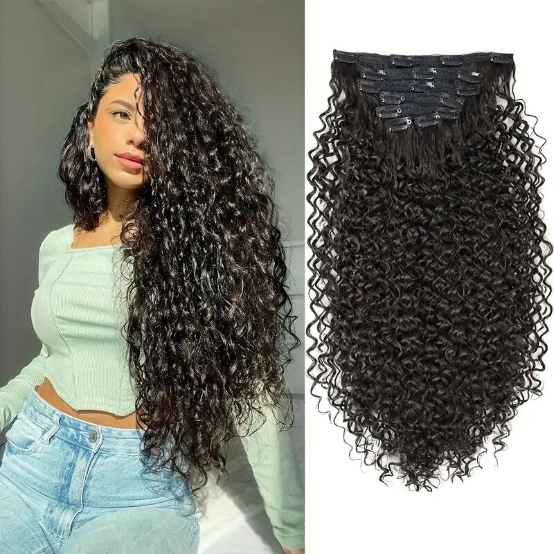 Women's Curler Type Extension Full Head Black Wig