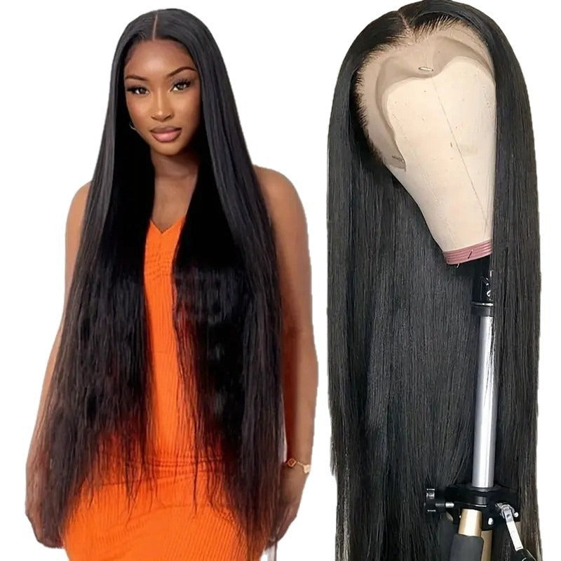 Fashion Mid-length Female Forehead Lace Fiber Long Straight Wig