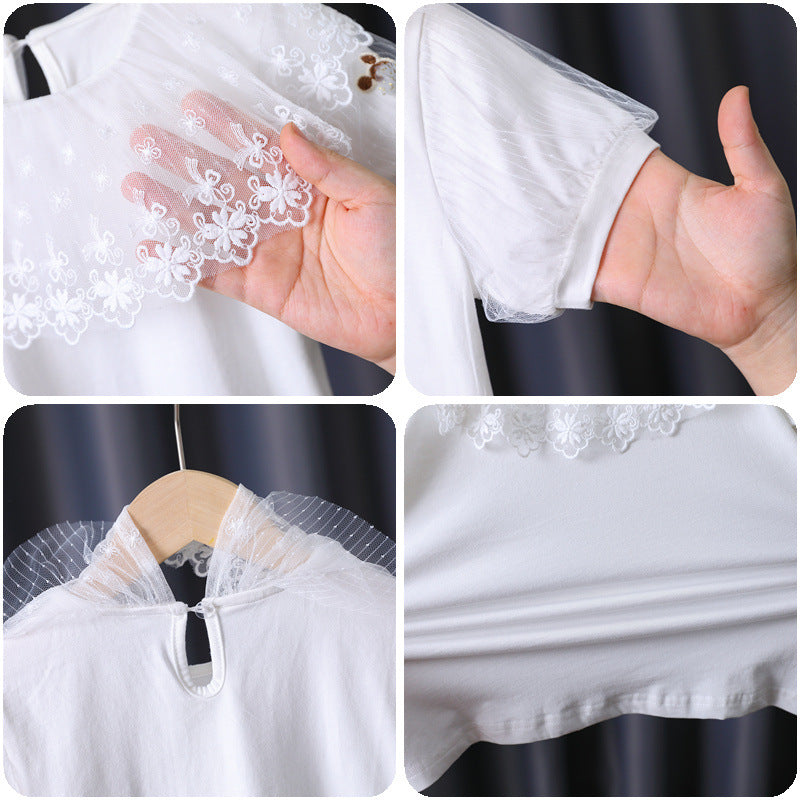 Children's Shirt Thin Cotton Clothing Short Sleeve Fashionable Outer Wear White Children's T-shirt