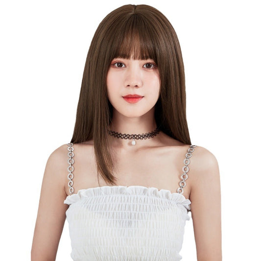 Women's Hair Natural Realistic Korean Style Air Bangs Fluffy Long Straight Wig