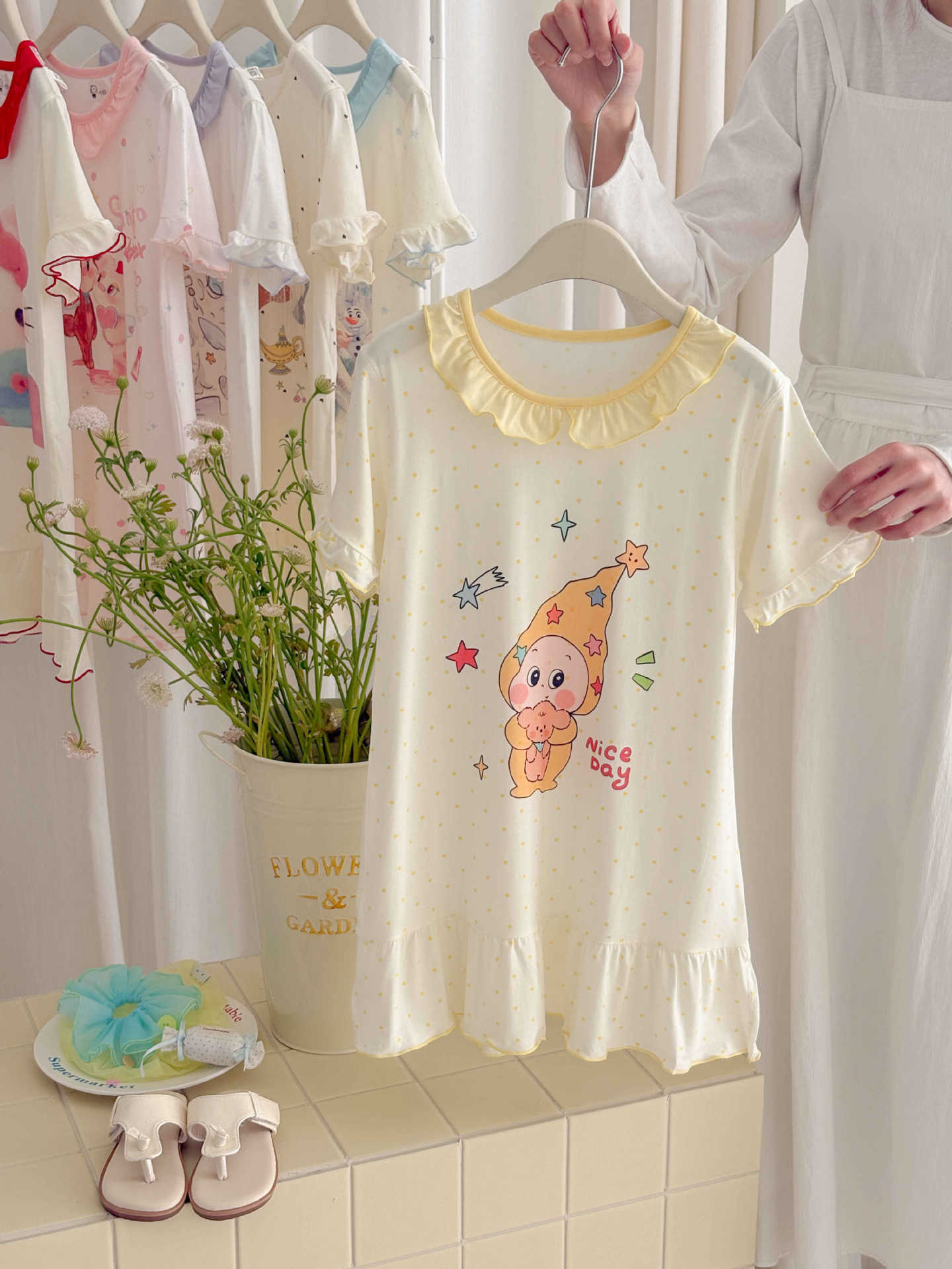 Summer Floral Nightdress Lotus Leaf Skirt Children's Dress