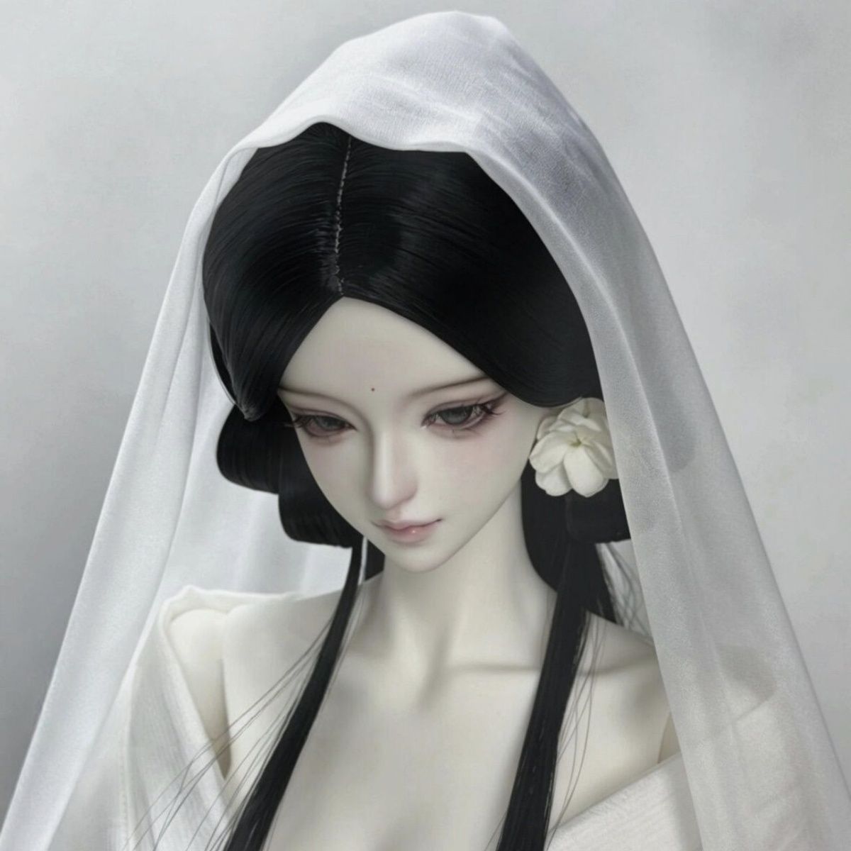 Doll Points Black Medium Long Straight Cos Wig