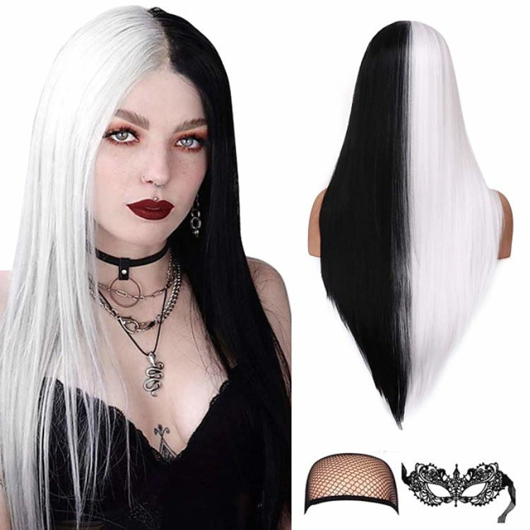 Durable Creative Fashion Mid-length Front Lace Long Straight Wig