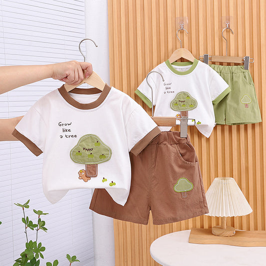 Boy Summer Clothes Set Mushroom Short Children's Suit
