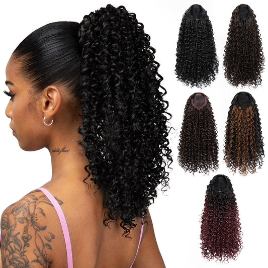 African Small Curly Female Chemical Fiber Drawstring Wig Ponytail