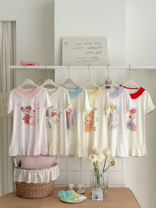 Summer Floral Nightdress Lotus Leaf Skirt Children's Dress