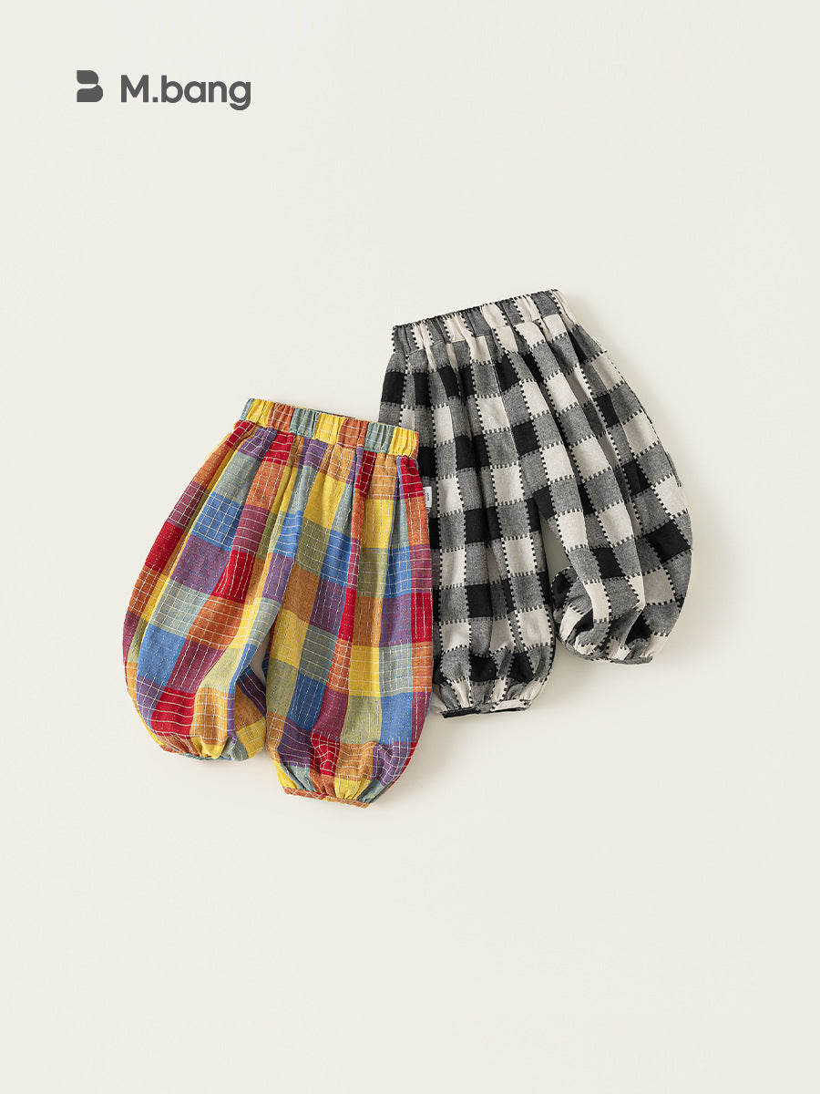 Children's Trousers Summer Colorful Plaid Bloomers Retro Children's Pants