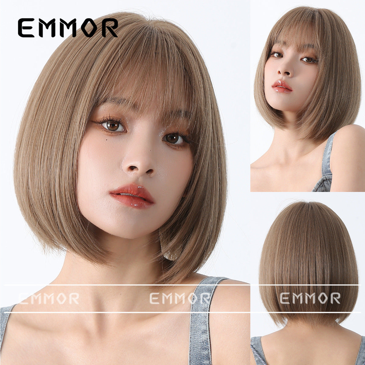 Women's Color Summer Daily Bangs Fluffy Natural Wig Short Straight Hair