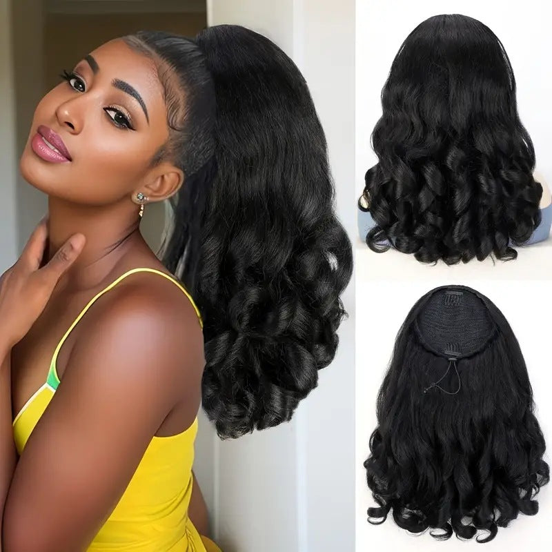 Short Hair Fluffy Curly Extension Horse Wig Ponytail