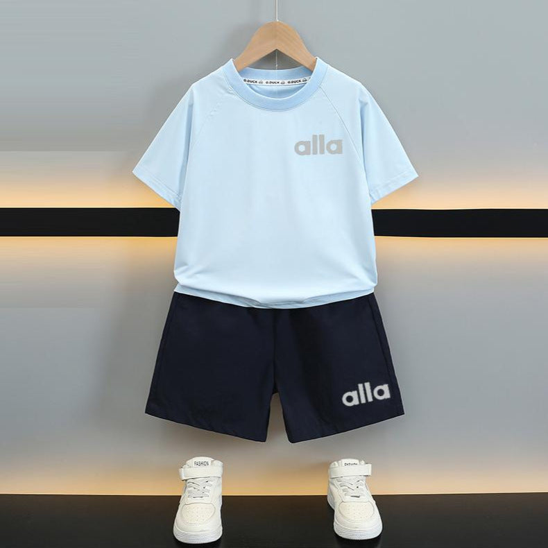 Children's Ice Silk Summer Clothing Boys Sports Wind Speed Dry Breathable Children's Suit