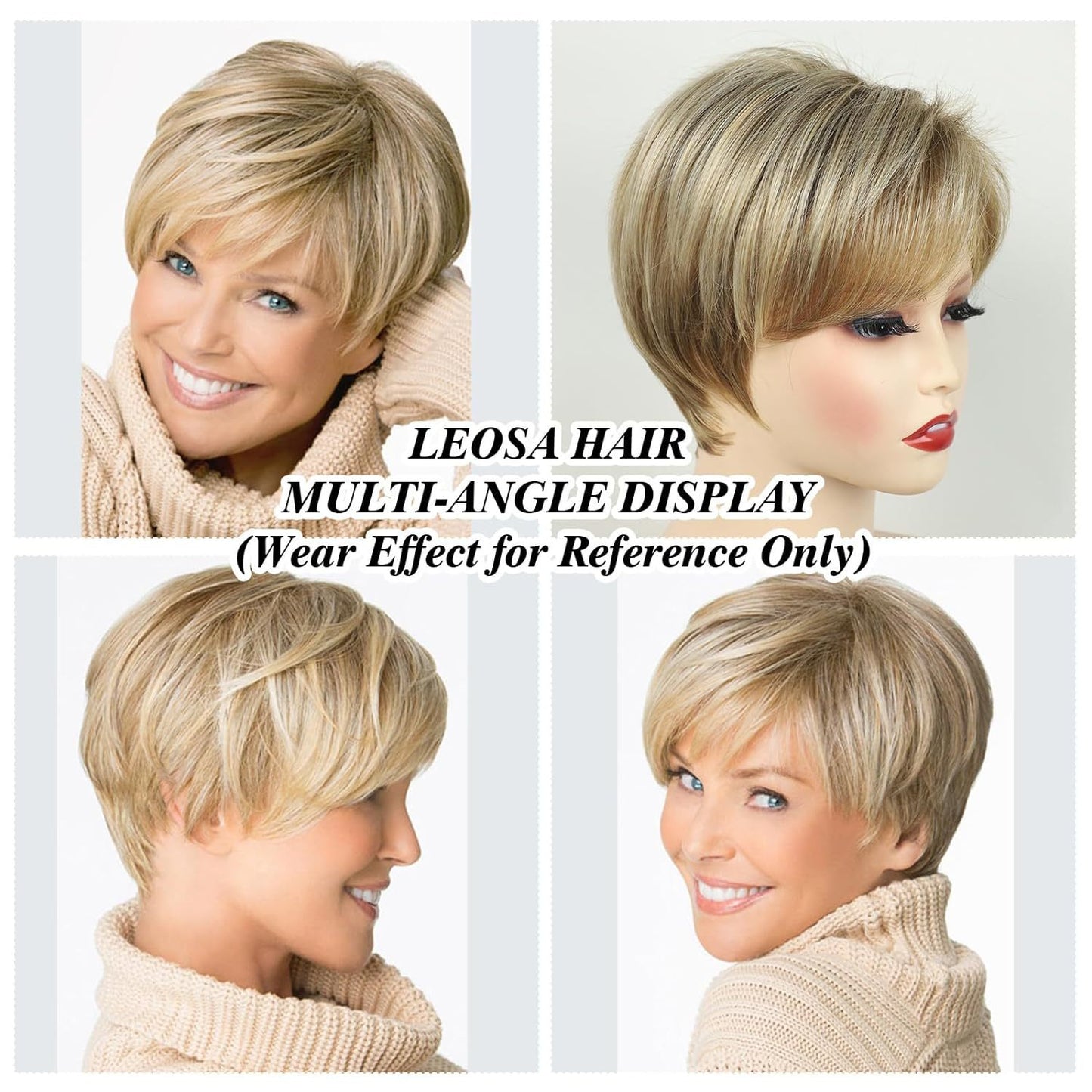 Women's Best-selling White Human Golden Split Fiber Wig Short Straight Hair
