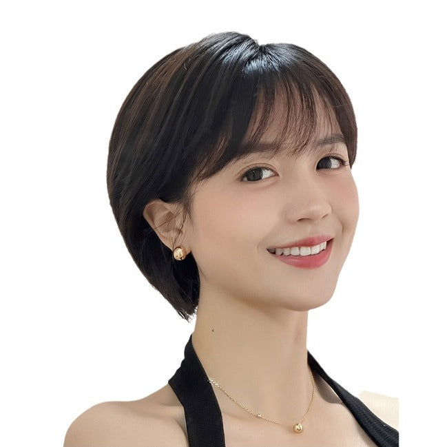 Women's Style Natural Collarbone Length Haircut Artificial Full Wig Short Straight Hair