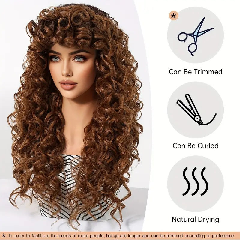 Women's Wigs With Small Curly Hair Rose Net African Roll Wig Long Curls