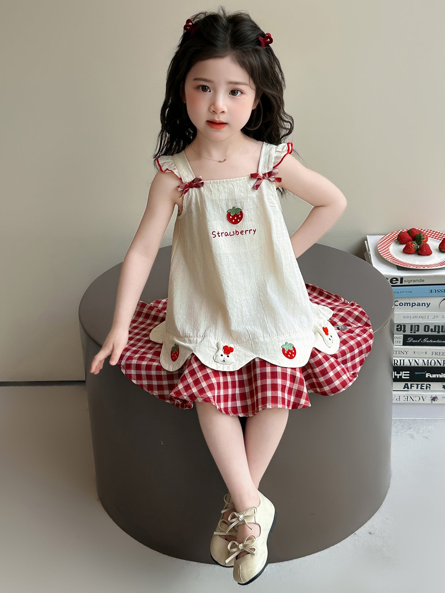 Children's Summer Sweet Strap Strawberry Princess Children's Dress