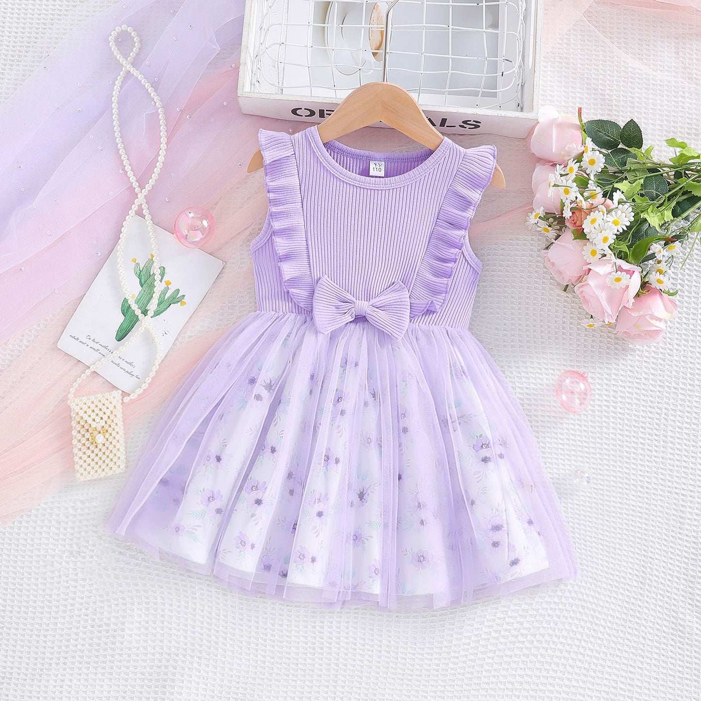 Children's Sweet Bowknot Tulle Skirt A- Line Children's Dress