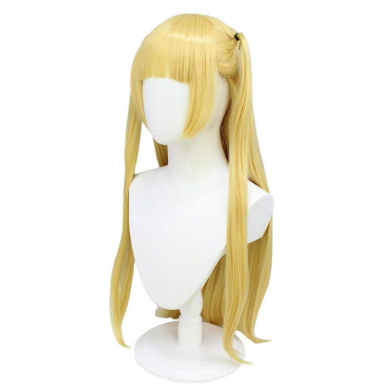 Death Note Golden Medium Long Hair Double Ponytail Universal Simulation Cos Wig