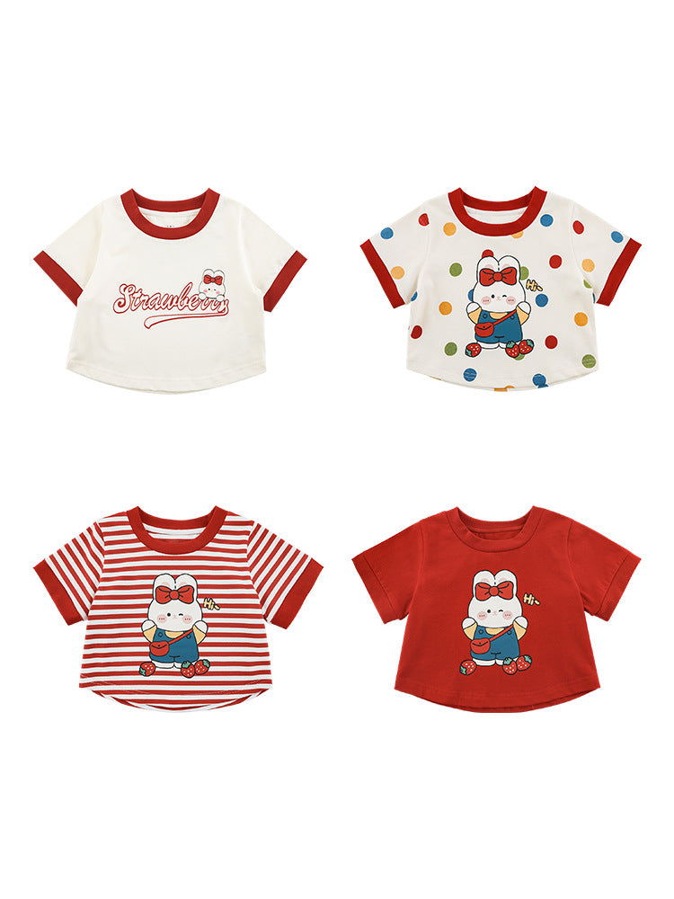 Rabbit Printed Half Sleeve Summer Sweet Children's T-shirt