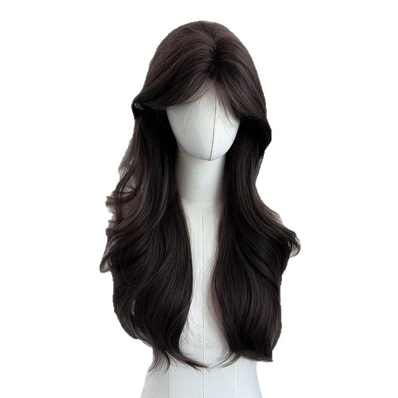 Style Bangs Big Wave Natural Fluffy Lazy Curly Hair Square Wig Long Curls