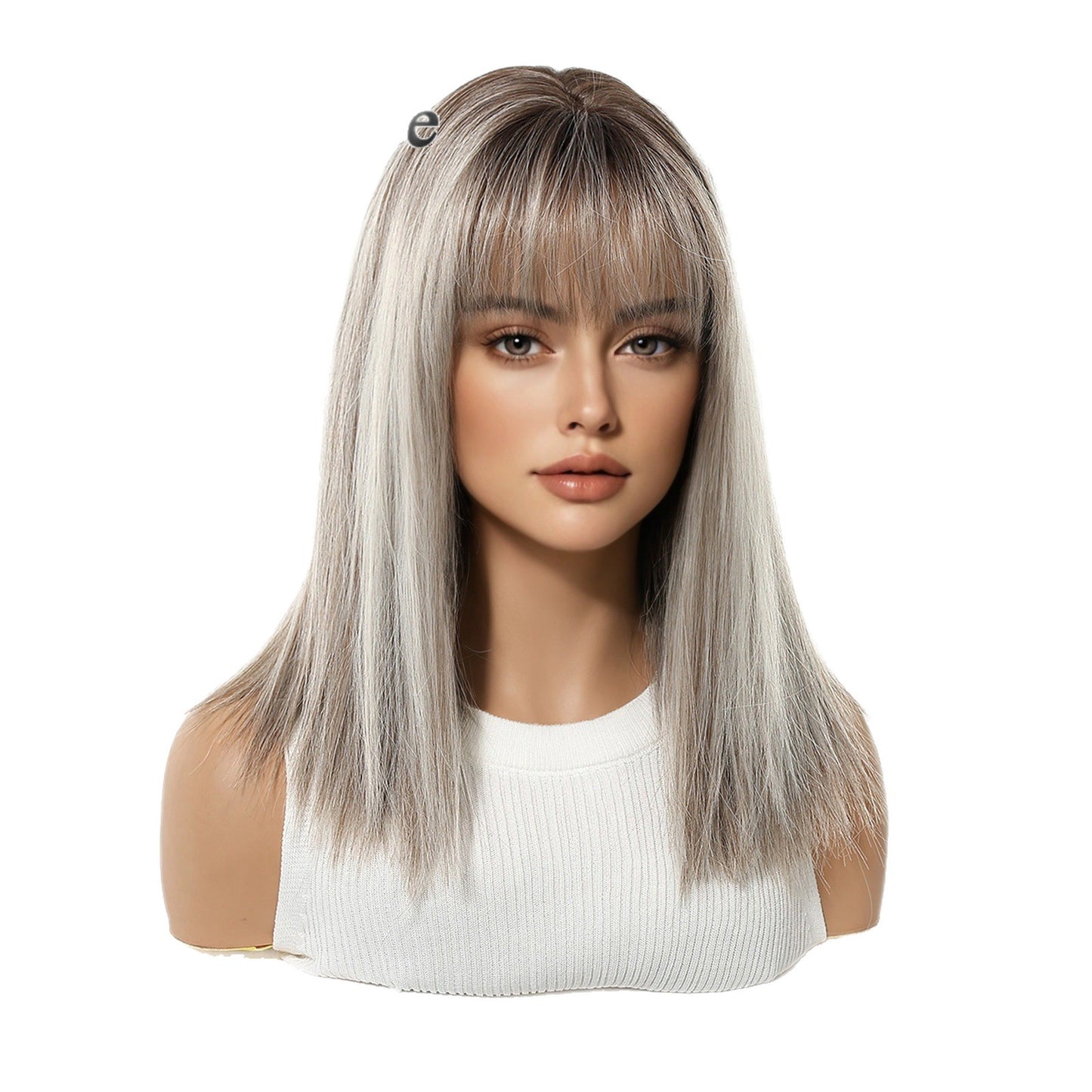 Female Summer Natural Cartoon Bangs Mid-length Collarbone Length Real Hair Wig
