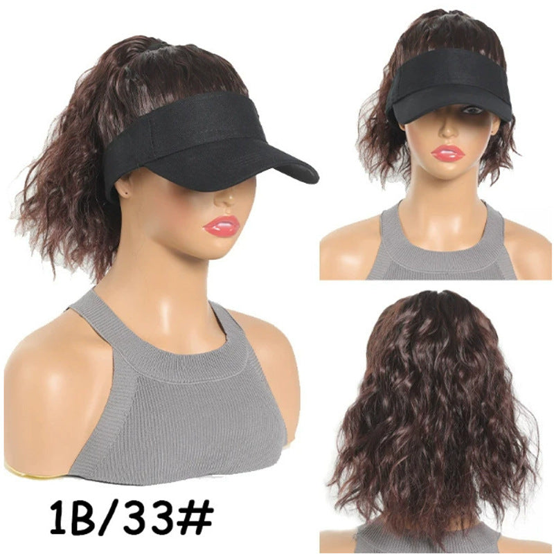 Women's Hat All-in-one Fashion Trendy Corrugated Curly Hair Air Top Wig Ponytail