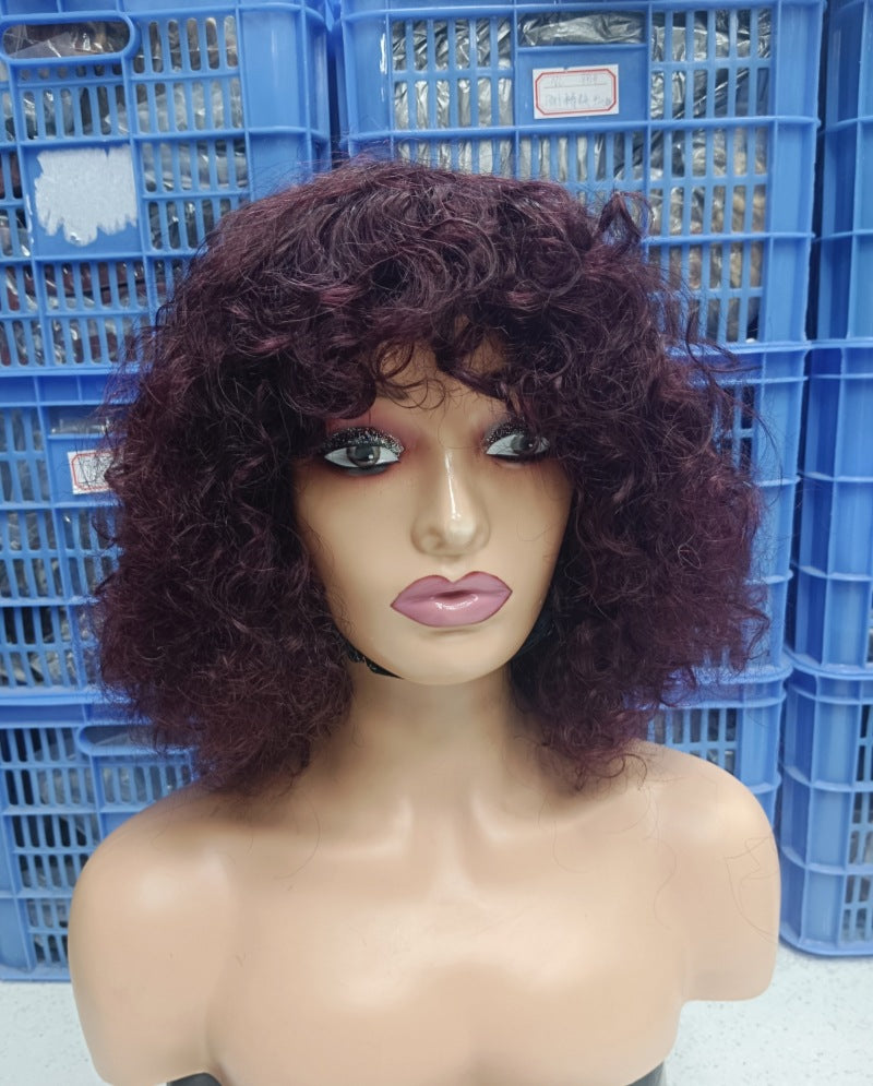 Brazilian Human Density Fringe Curly Bob Real Hair Wig