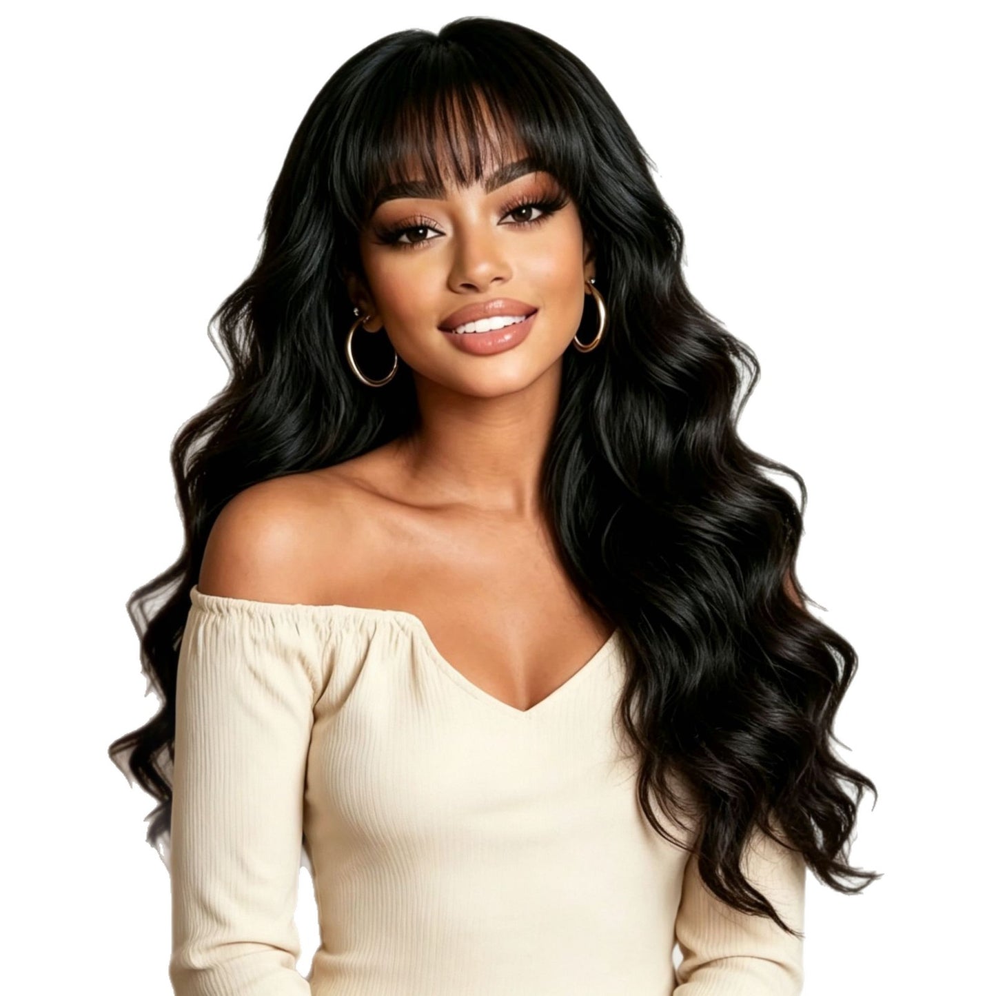 Xinhua Bangs Curly Hair Big Wave Wig Long Curls