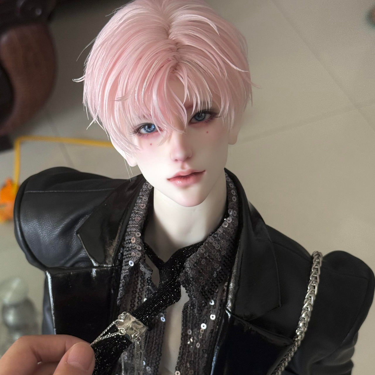 Men's Doll Points Cream Powder Hair Fiber Two-dimensional Cos Wig