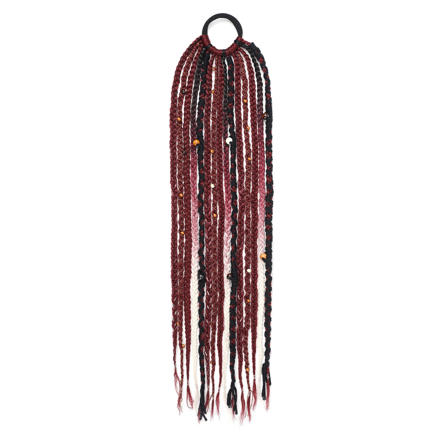 Wool Lock Beads Horse Tail Handmade Braid Hair Ring Hand-woven Wig Ponytail