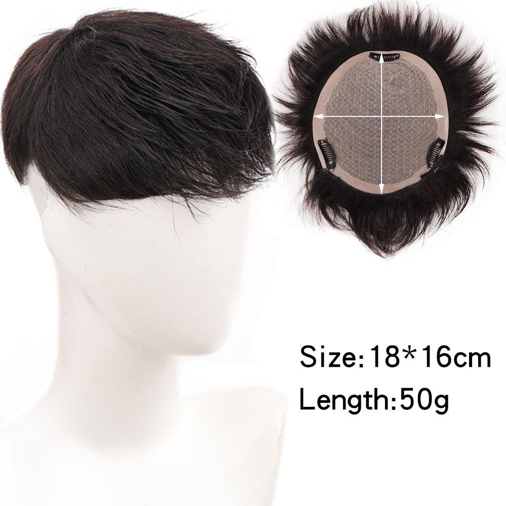 Men's Set Three-card Real Hair Supplementing Piece Breathable Internal Wig