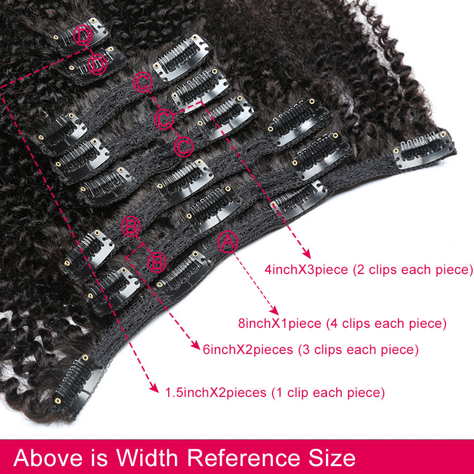 Hairpiece Clip Extension African Qu Afro Small Curly Real Hair Wig