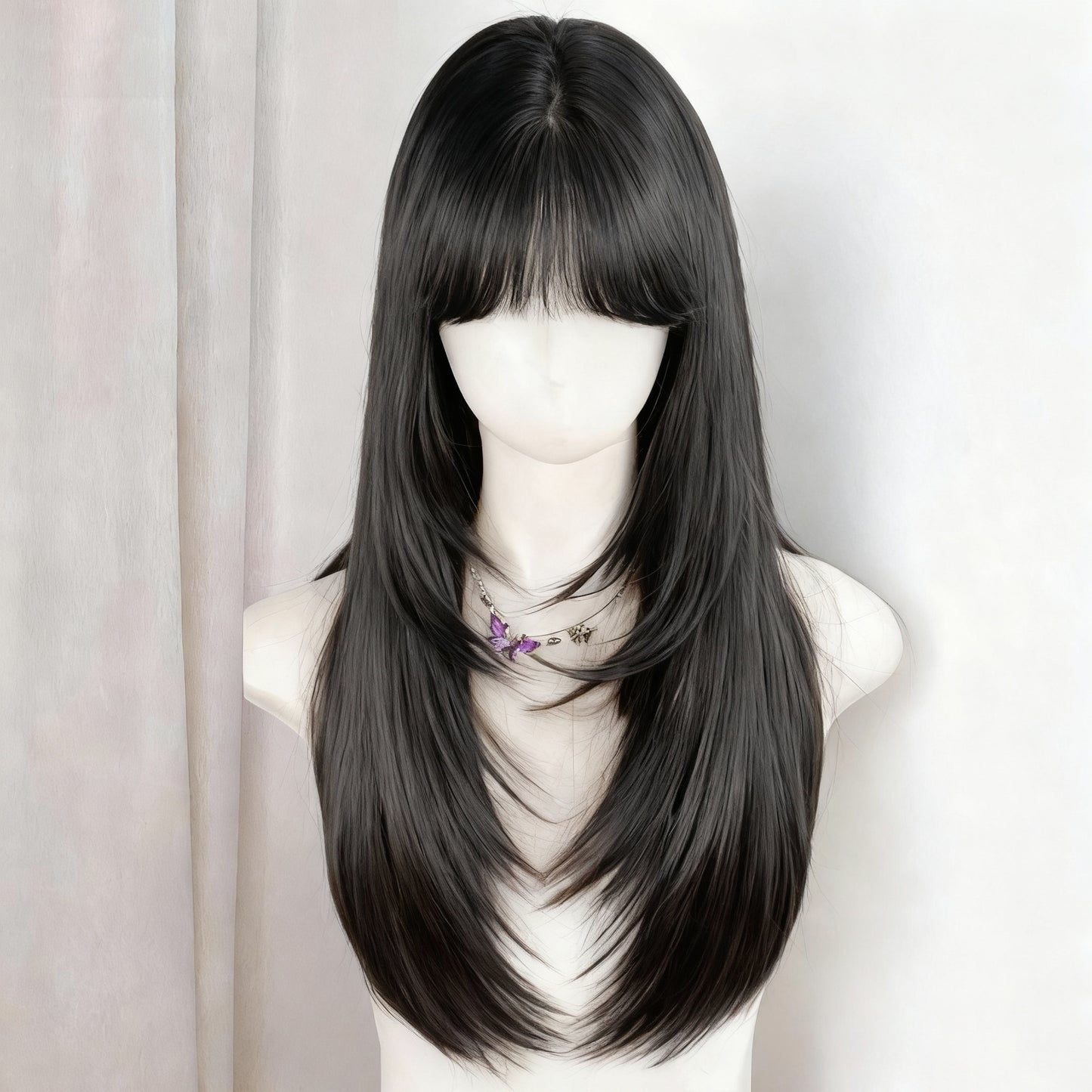 Women's Film High-level Hair With Village Pure Long Straight Wig