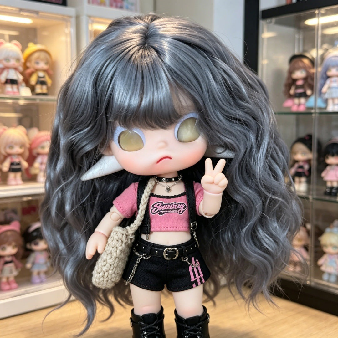 Ga Zi Sister Doll Micro Roll Universal Head Circumference Straight Cos Wig