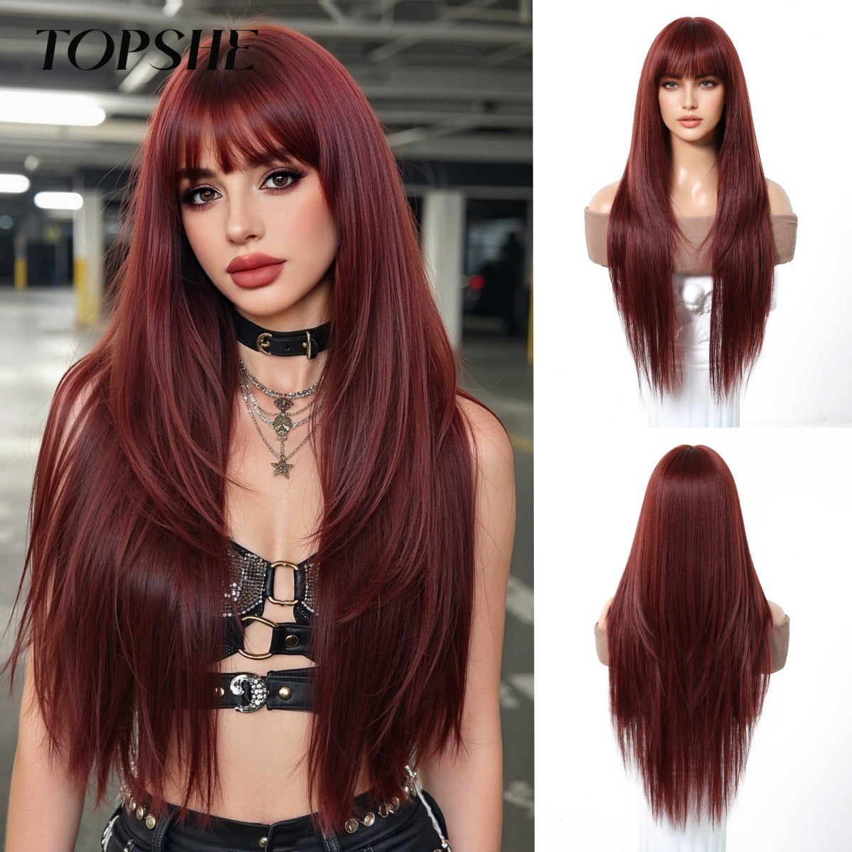 Female Pure Desire Wind Air Bangs Long Straight Wig