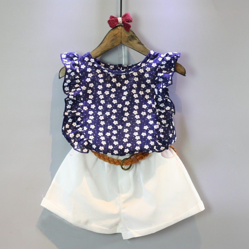 Children's Summer Korean Leaf Short-sleeved Shirt Trendy Shorts Two-piece Children's Suit