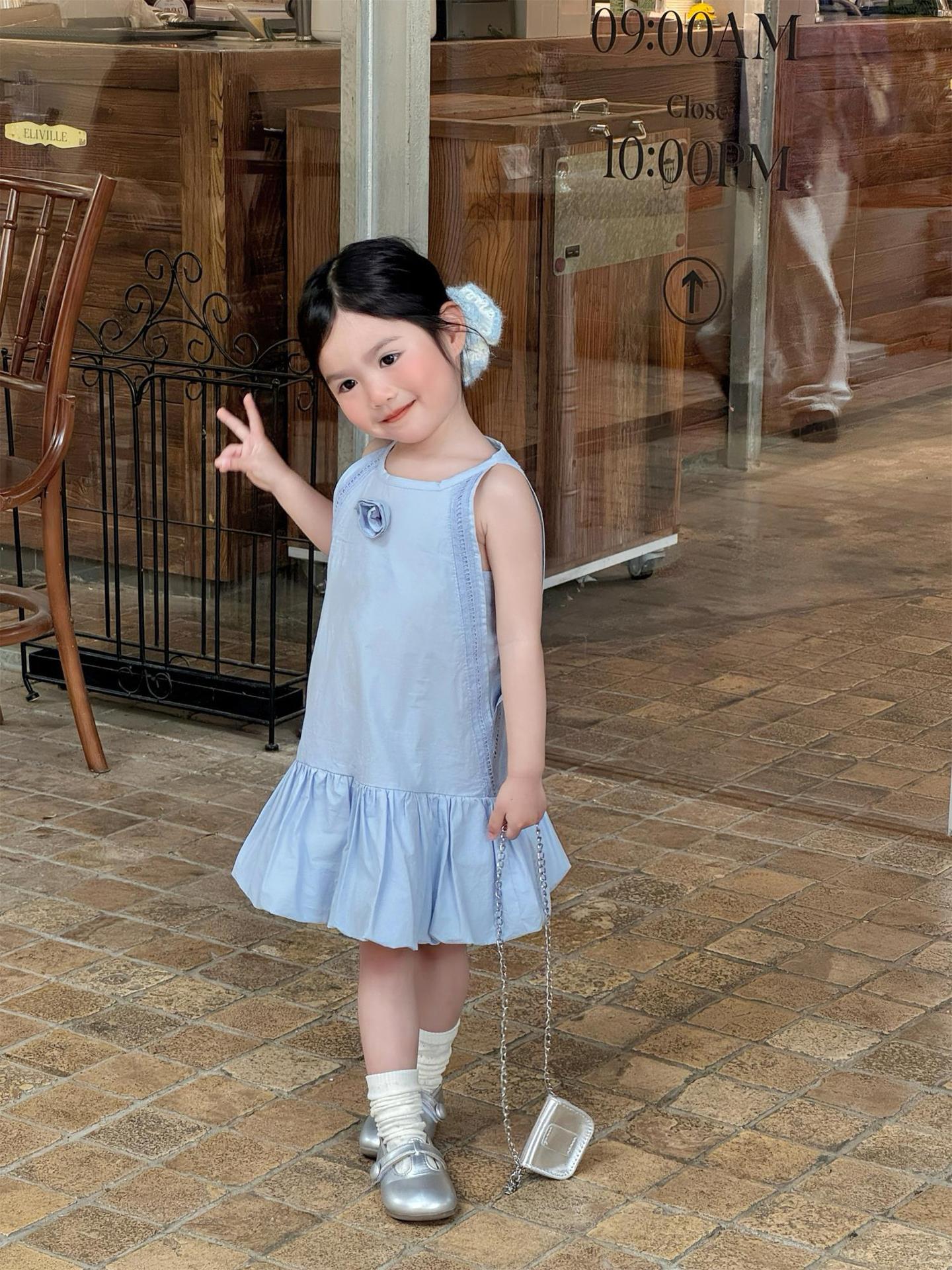 Flower Cotton Vest Flounced Skirt Sleeveless Children's Dress