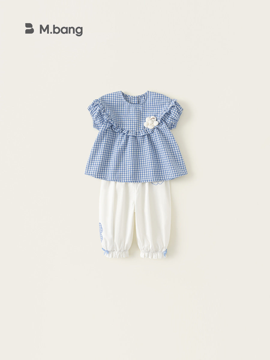 Children's Shirt Ankle Banded Pants Two-piece Flower Summer Clothes Short Sleeve Children's Suit