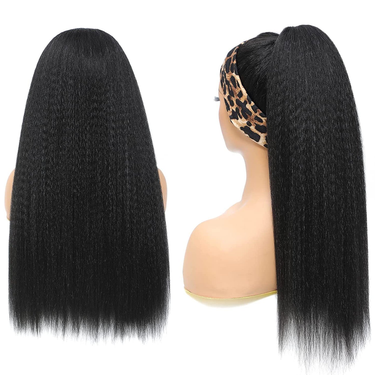 Hair Ice Silk Band Headband Turban Long Straight Wig