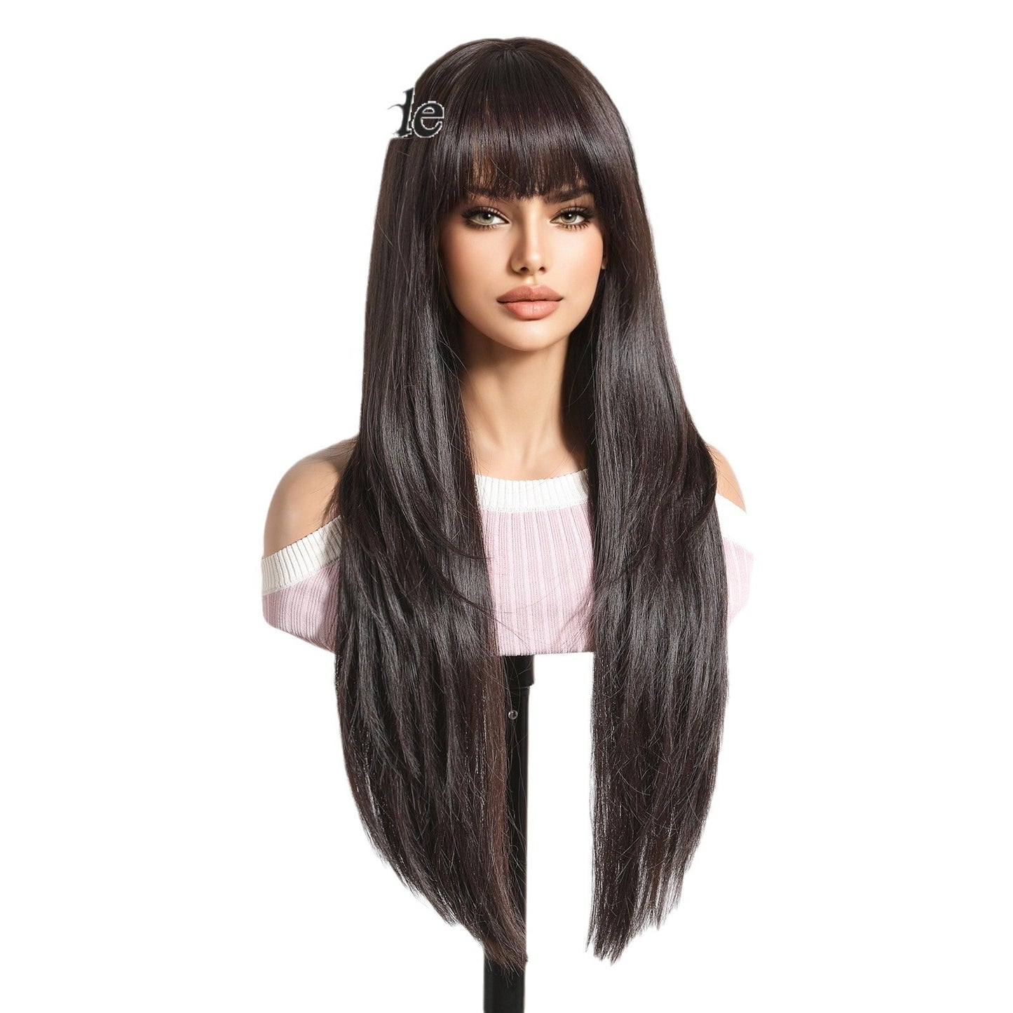 Women's Black Long Straight Fiber High Level No Need To Real Hair Wig